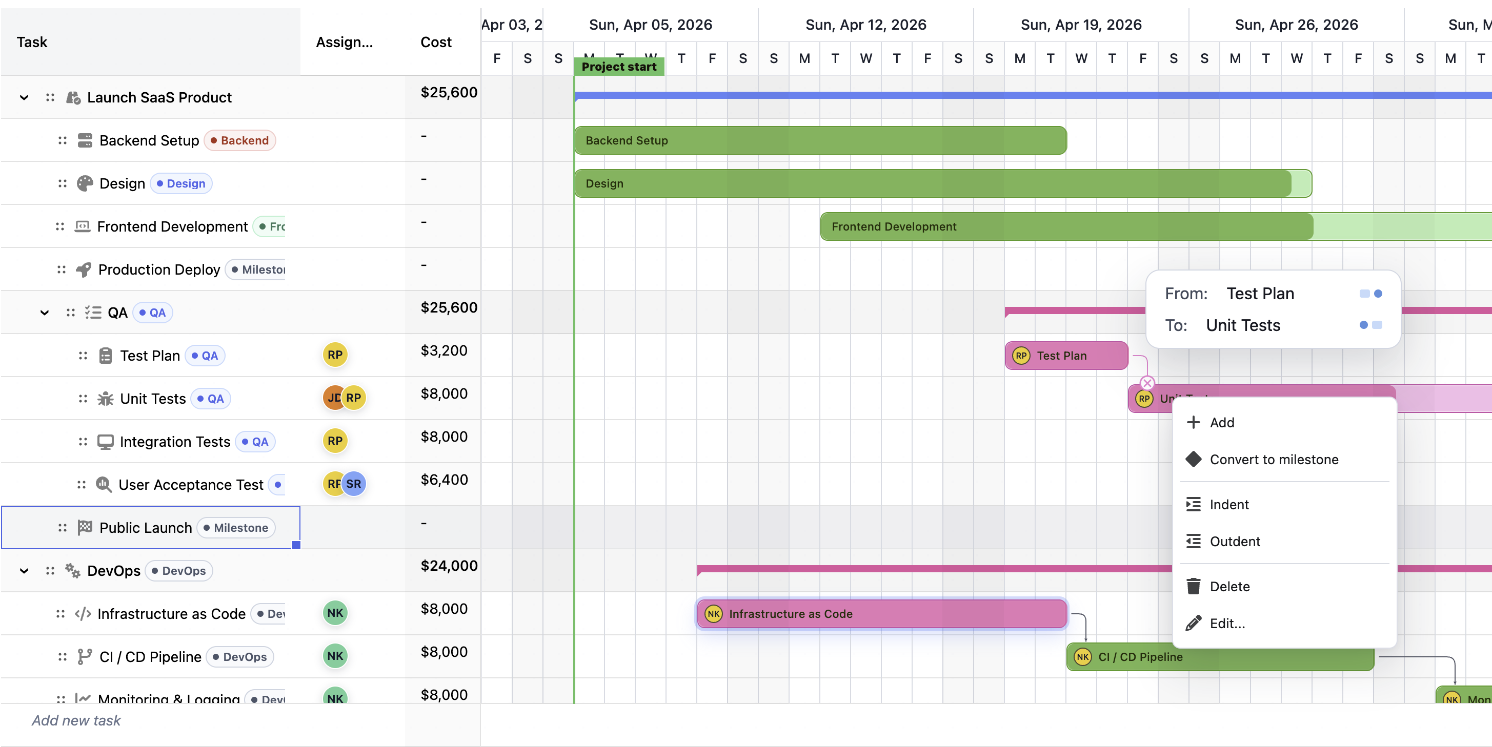 JavaScript Gantt Scheduling preview