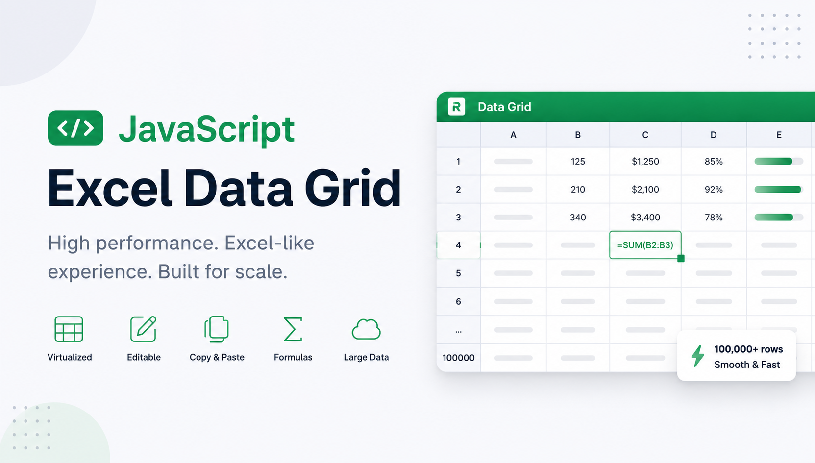 High-performance JavaScript Excel data grid built with RevoGrid